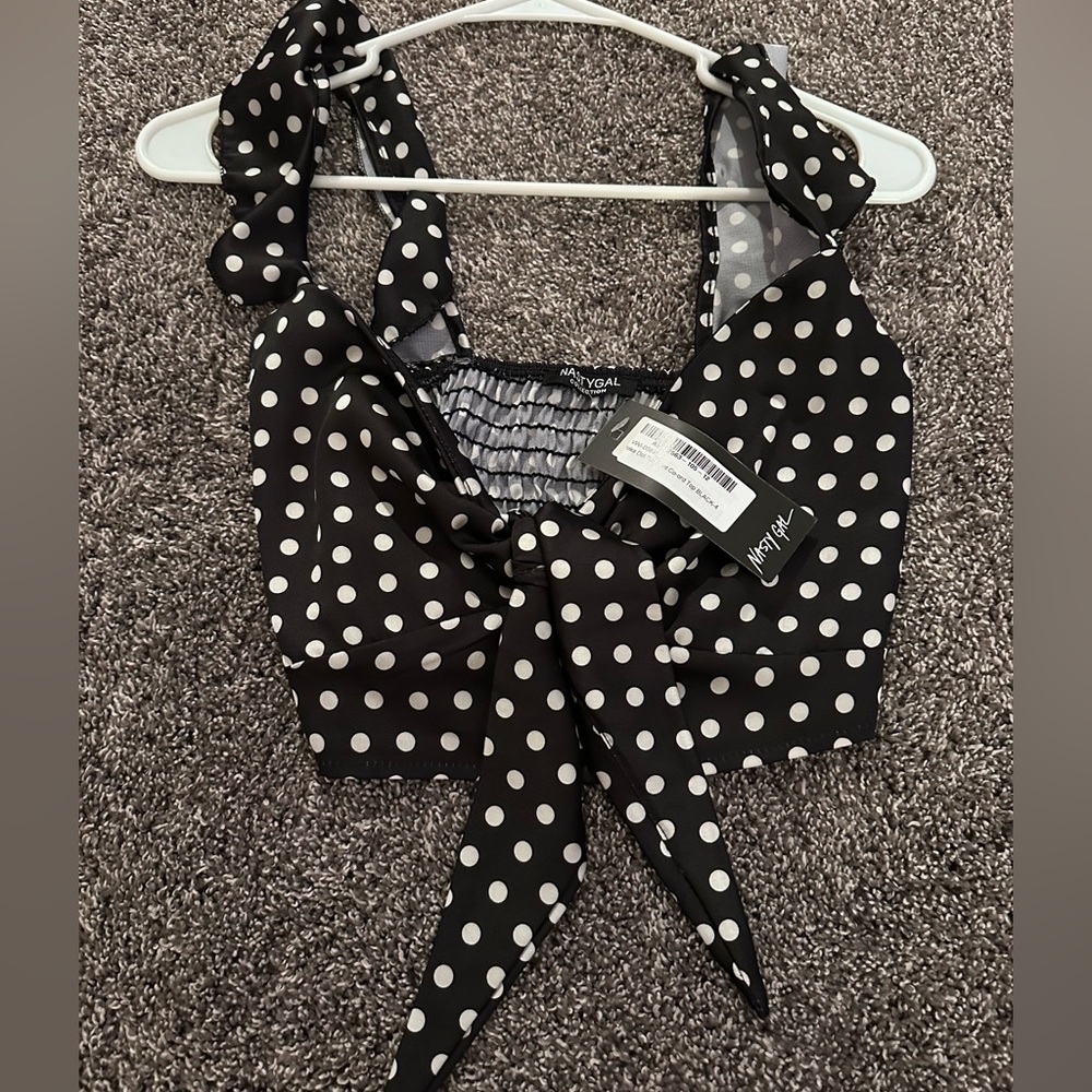 Black and white polka dot crop top never worn.